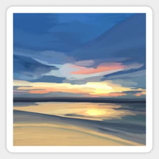 Photographic Reflective Orange and Blue Cloudy Sunset Painting, Made by EndlessEmporium Magnet